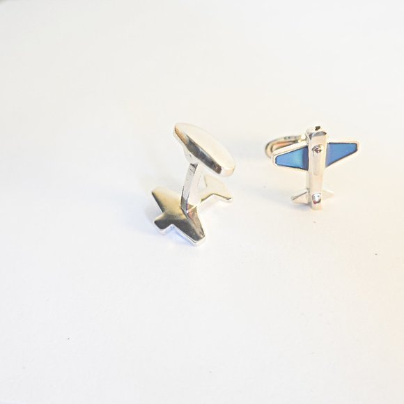 NEW - ✈️ Silver Airplane Cufflinks - WITH BOX - Picture 1 of 1